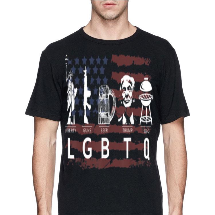 Liberty Guns Beer Trump BBQ American Flag shirt