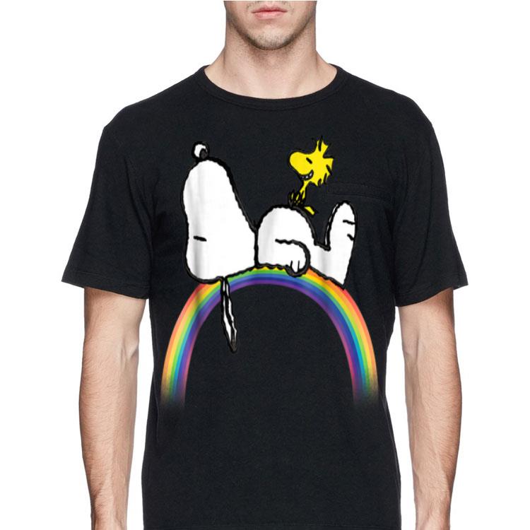 Peanuts Snoopy Woodstock rainbow shirt