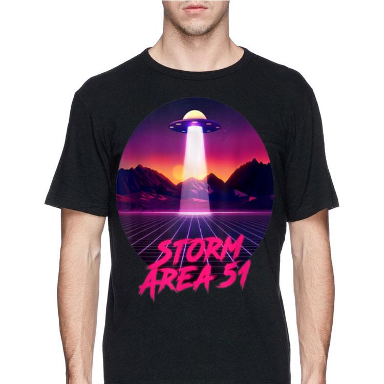 Storm Area 51 UFO Synthwave Vaporwave Retro shirt