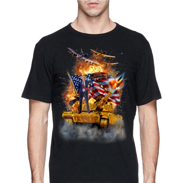 United States President Donald Trump Epic Battle Tank Jet Plane American Flag shirt