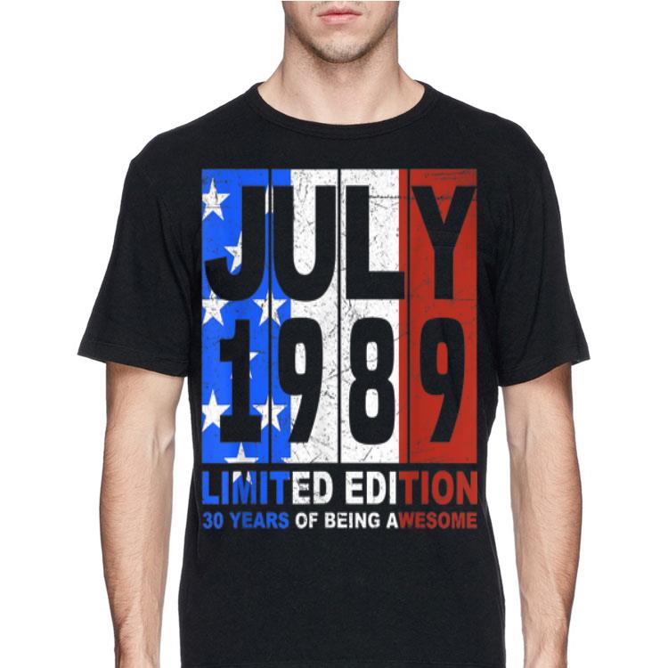 Vintage July 1989 American Flag 4th Of July 30 Years Of Being Awesome shirt