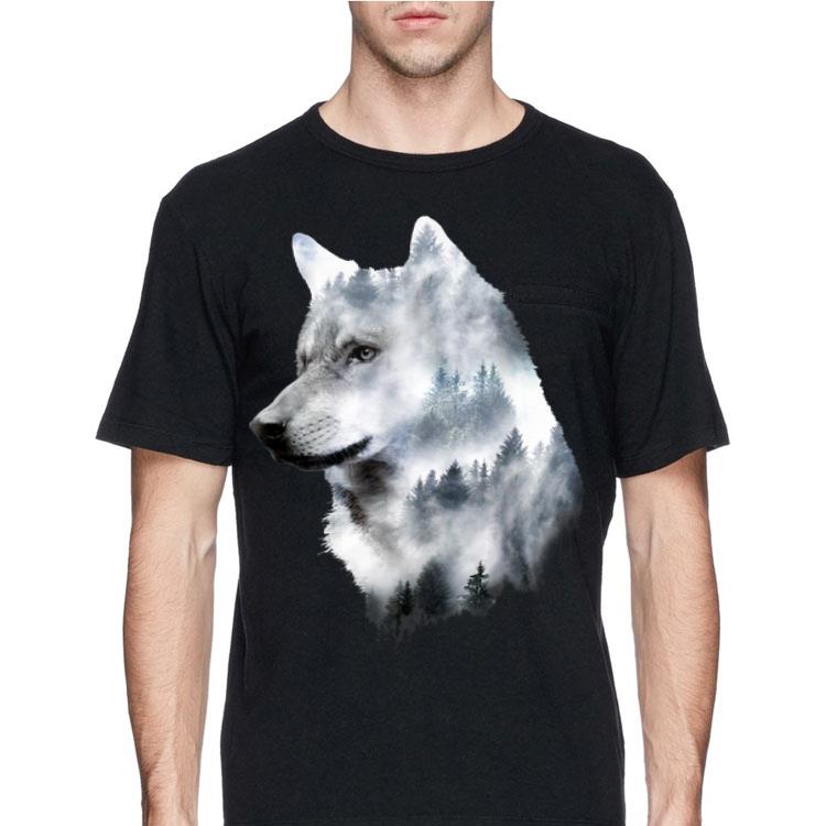 Wolf Doppel Belichtung Fog Forest shirt