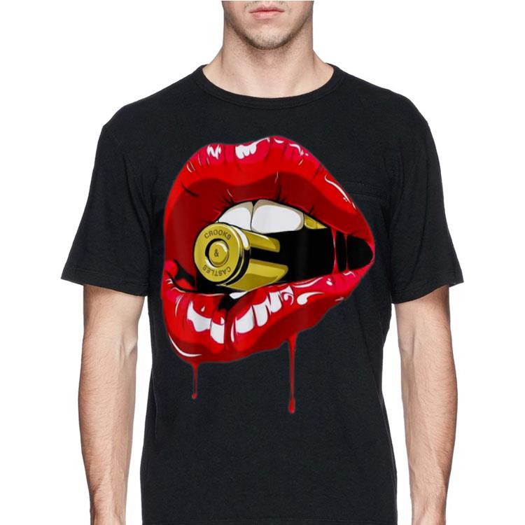 Red Lips Teeth Gold Bullet Yell shirt