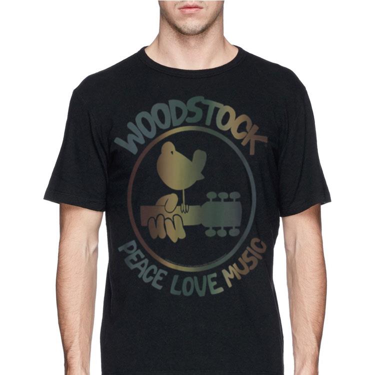 Woodstock Peace Love Music Technicolor Birdie shirt