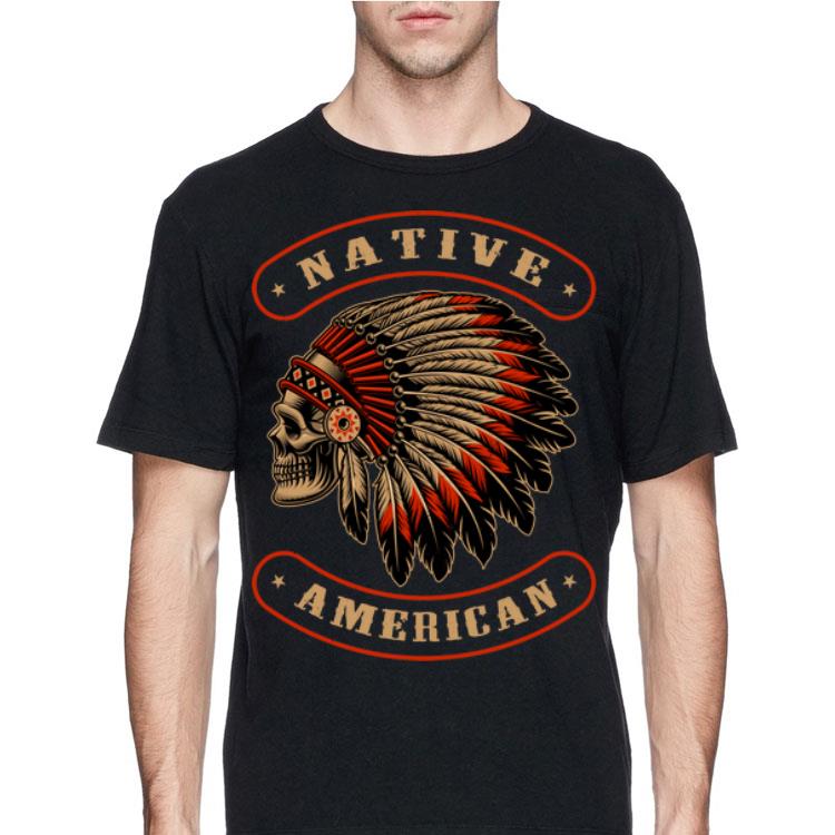 Native American Indians Chief Skull War Bonnet Feather Hat shirt