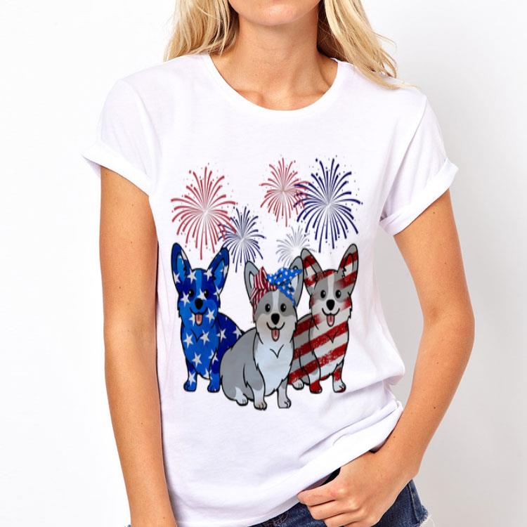 Blue White And Red Corgis Dog American Flag shirt