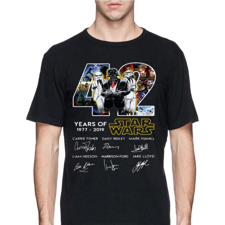 42 Years Of Star Wars Death Star Darth Vader Stormtrooper Signatures shirt