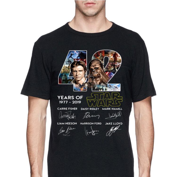 42 years of Star Wars Han Solo And Chewbacca signatures shirt