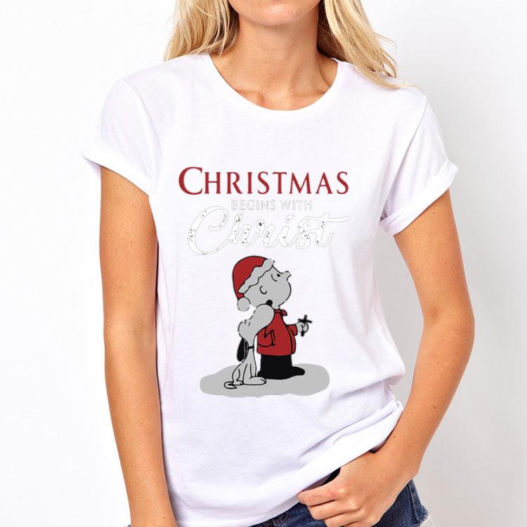 Christmas Begins With Christ Snoopy And Charlie Brown shirt