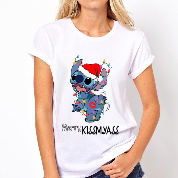 Merry Kissmyass Santa Stitch Light Christmas shirt