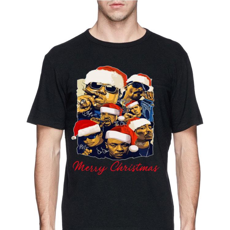 Notorious Big Snoop Dogg Ice Cube Eminem Tupac Santa Merry Christmas Signatures shirt