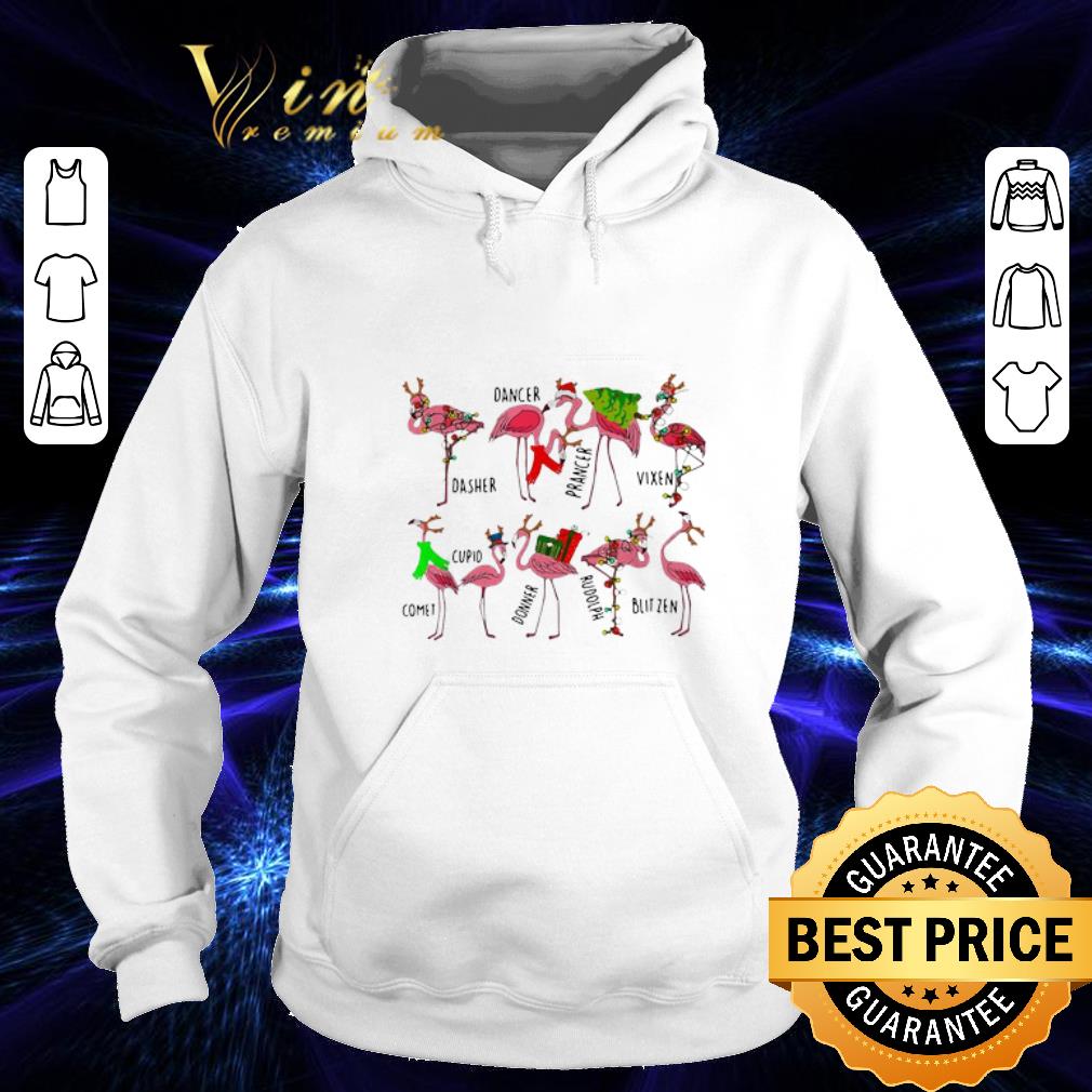 Original Christmas flamingos dancer dasher prancer vixen comet cupid shirt