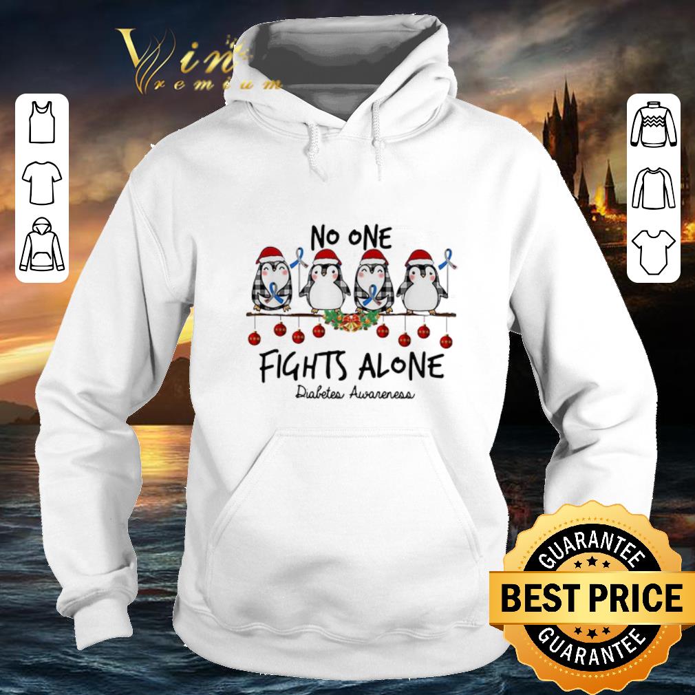 Original Penguins no one fights alone Diabetes Awareness Christmas shirt