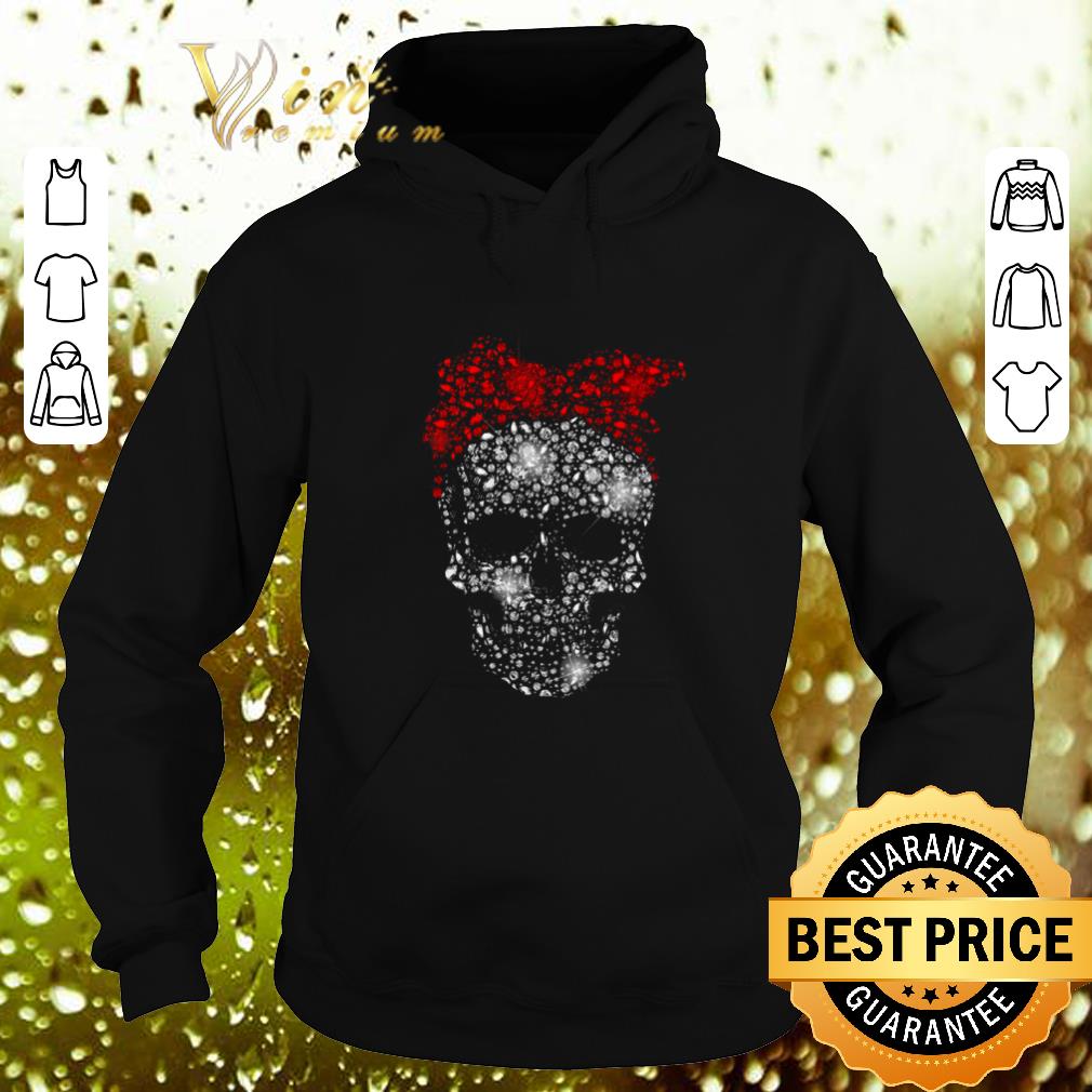 Top Diamond skull santa bow tie head shirt