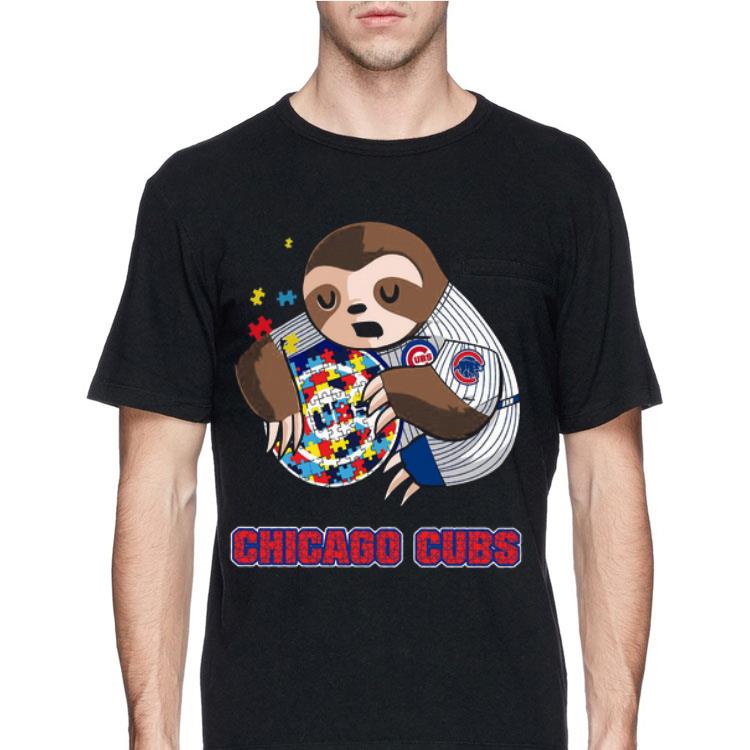 Baby Sloth Hug Chicago Cubs Autism shirt