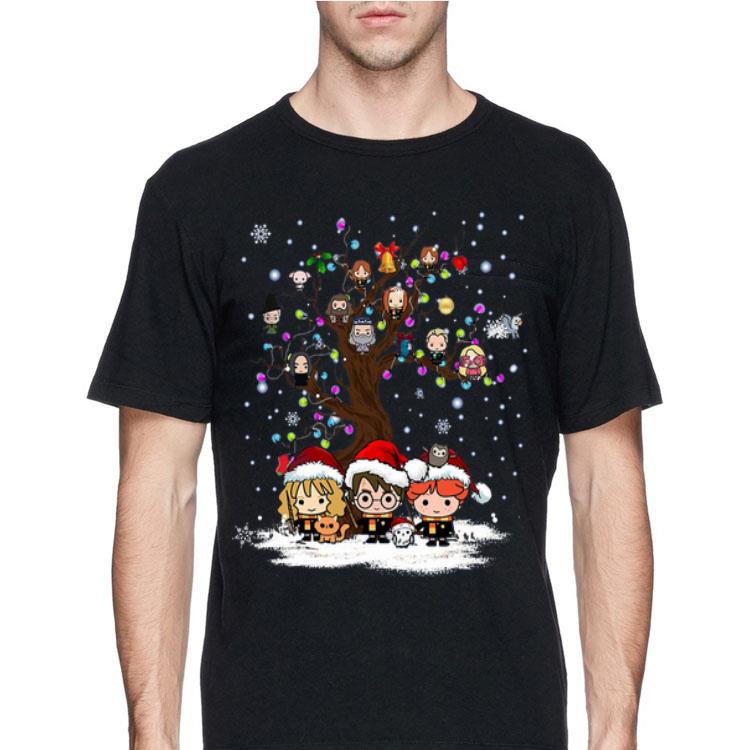 Harry Potter Characters Chibi On Tree Light Christmas shirt