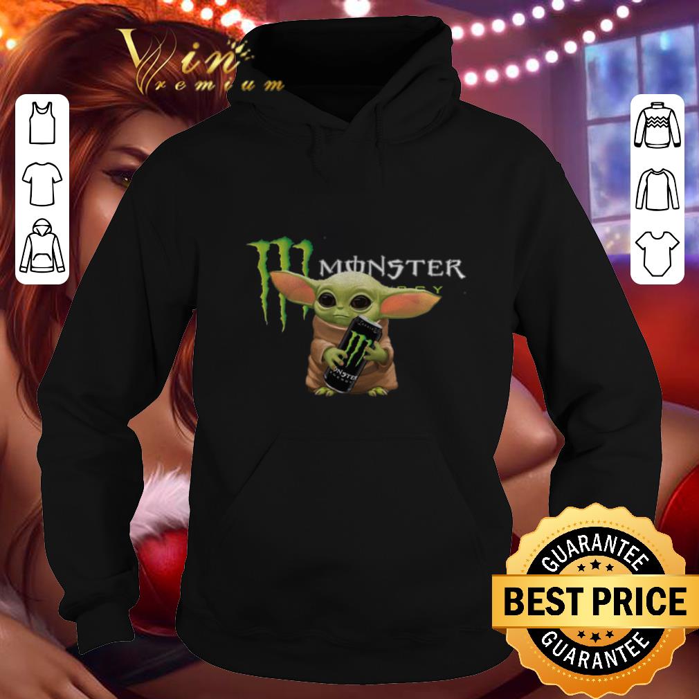 Hot Baby Yoda hold Monster Energy shirt