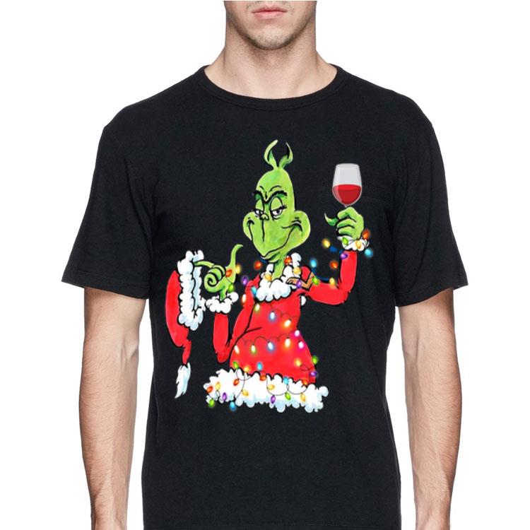 Santa Grinch Drink Wine Christmas Light sweater