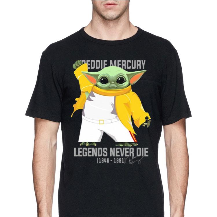 Baby Yoda Freddie Mercury Legends Never Die 1946-1991 Signature shirt