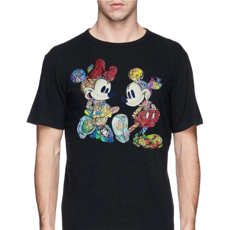 Mickey Mouse and Minnie Mouse with all Disney characters shirt