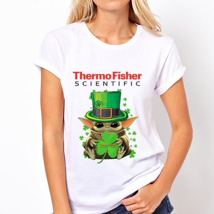 Baby Yoda Thermo Fisher Scientific Shamrock St.Patrick’s Day shirt