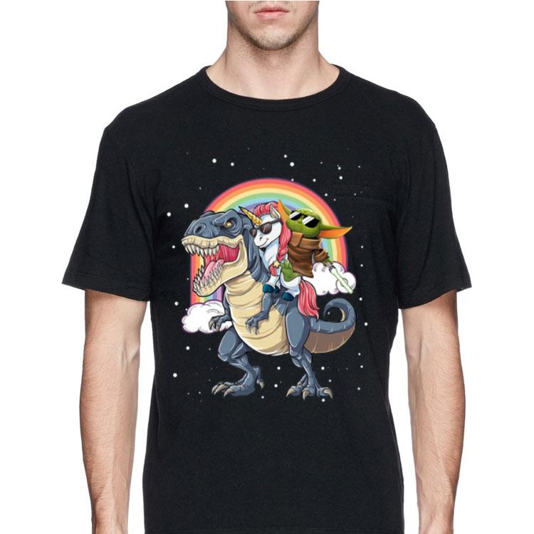 Baby Yoda and Unicorn riding Dinosaur T-Rex shirt