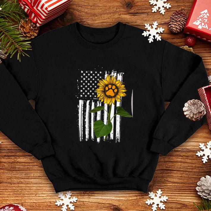 Hot america flag sunflower paw dog shirt