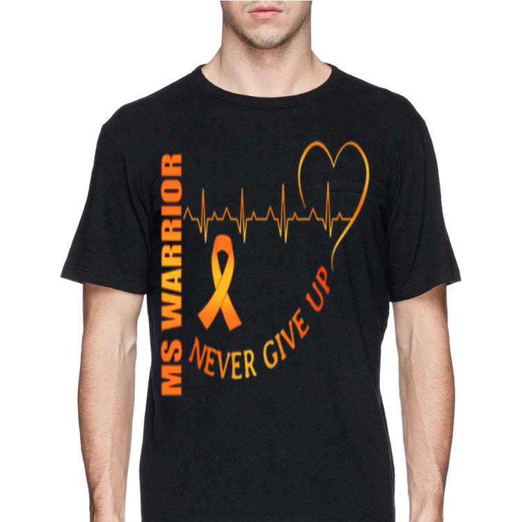 Ms Warrior Cancer never give up heartbeat shirt 8 Ms Warrior Cancer never give up heartbeat shirt