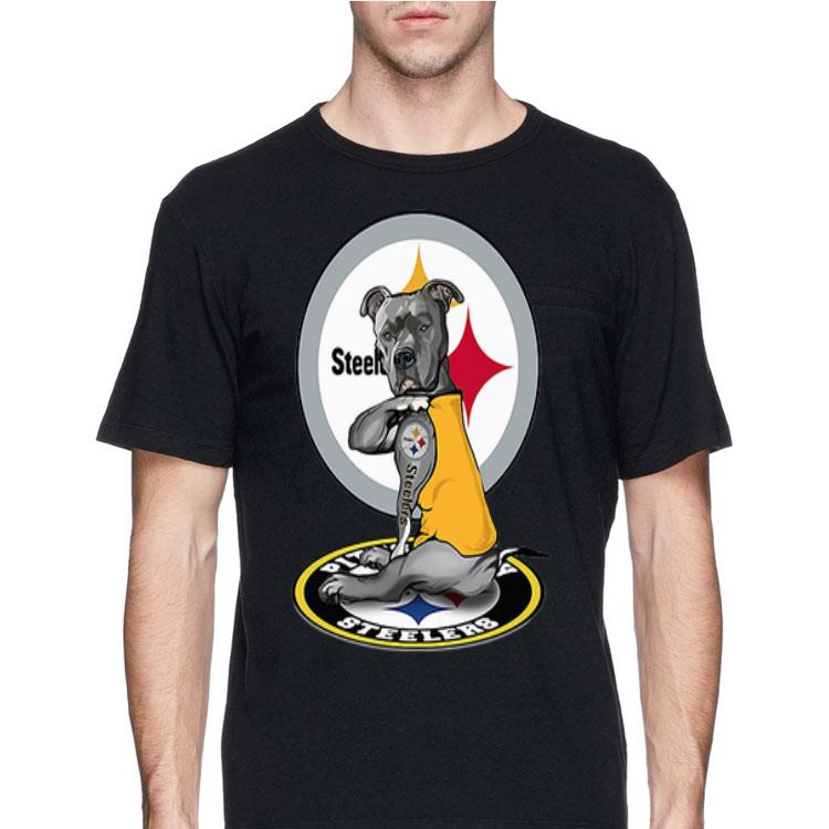Black Pitbull Tattoo Pittsburgh Steelers Logo shirt