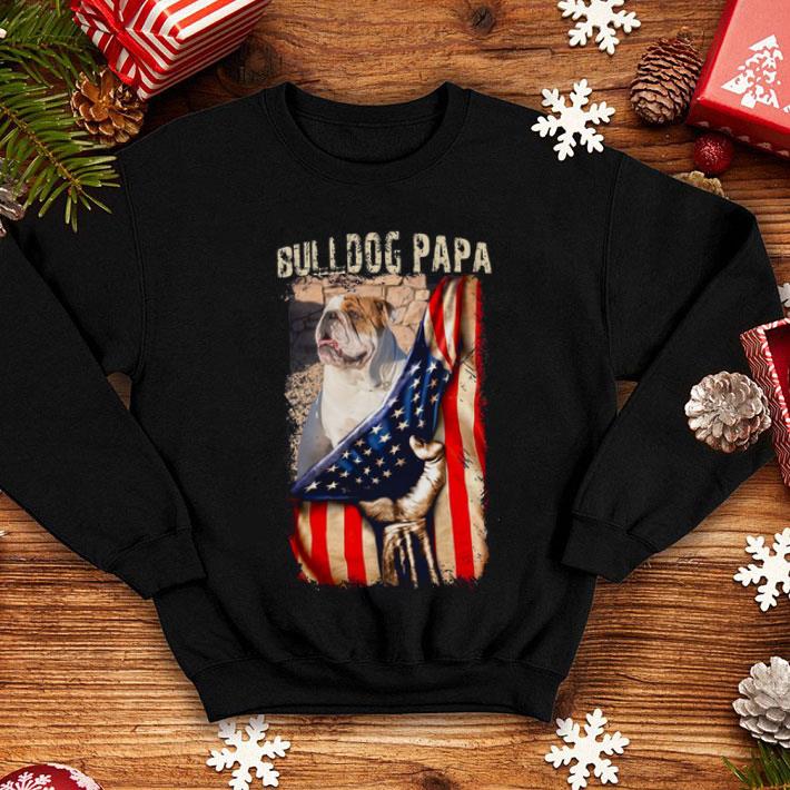 Bulldog Papa American Flag shirt