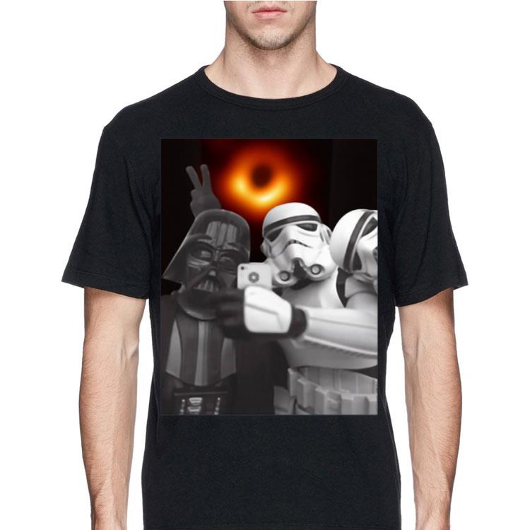 Darth Vader and Stormtroopers selfie with black hole swaeter