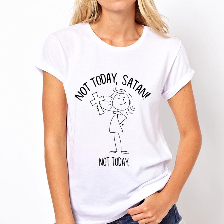 Girl with Cross not today satan not today shirt