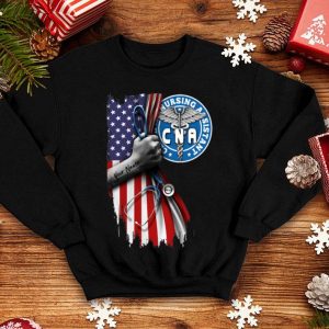 CNA Certified Nursing Assistant Stethoscope American Flag shirt