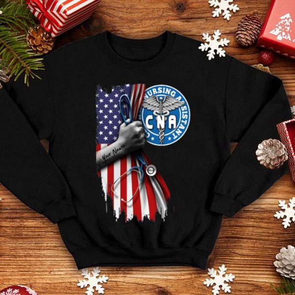CNA Certified Nursing Assistant Stethoscope American Flag shirt