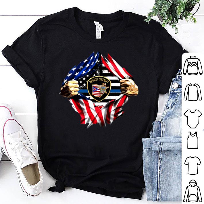 Deputy Sheriff Ohio Badge Blood Inside Me American Flag shirt