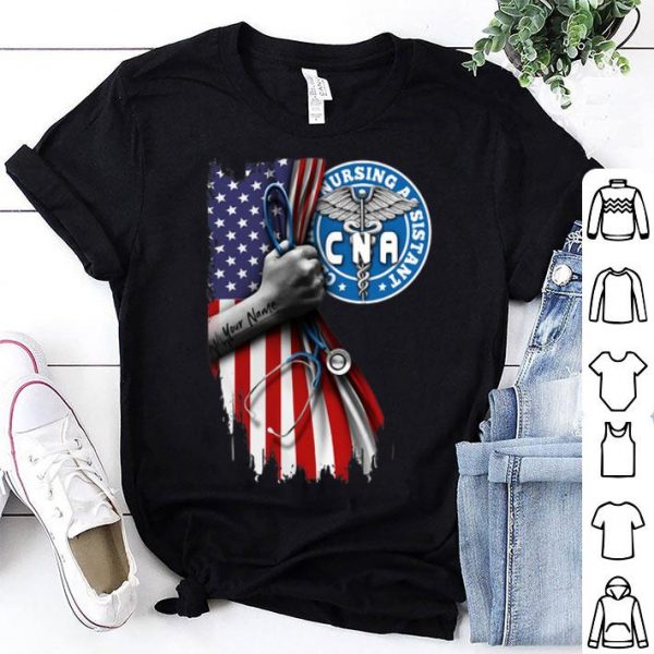 CNA Certified Nursing Assistant Stethoscope American Flag shirt