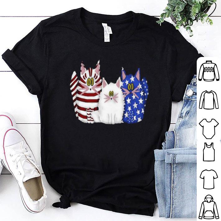 Three Cat Red White And Blue Independence Day American Flag shirt