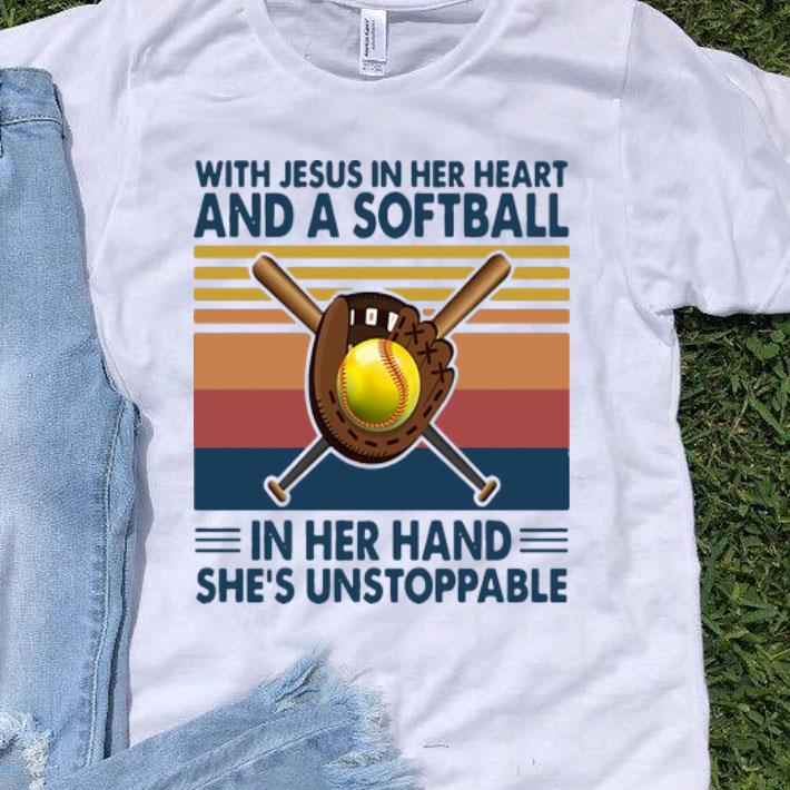 Vintage With Jesus In Her Heart And A Softball In Her Hand shirt