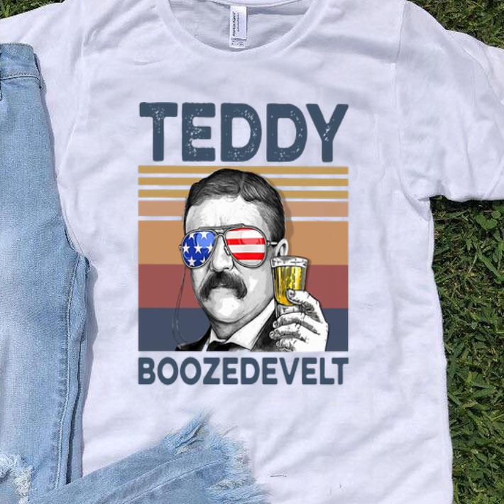 Vintage Teddy Boozedevelt Drinking Beer American Flag shirt