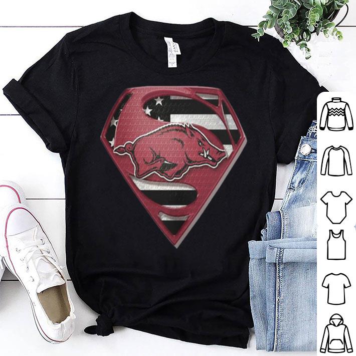 Superman University Of Arkansas Hogs American Flag shirt