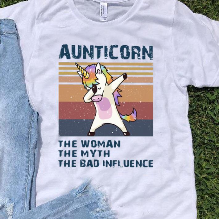 Vintage Unicorn Dabbing Aunticorn The Woman The Myth The Bad Influence shirt