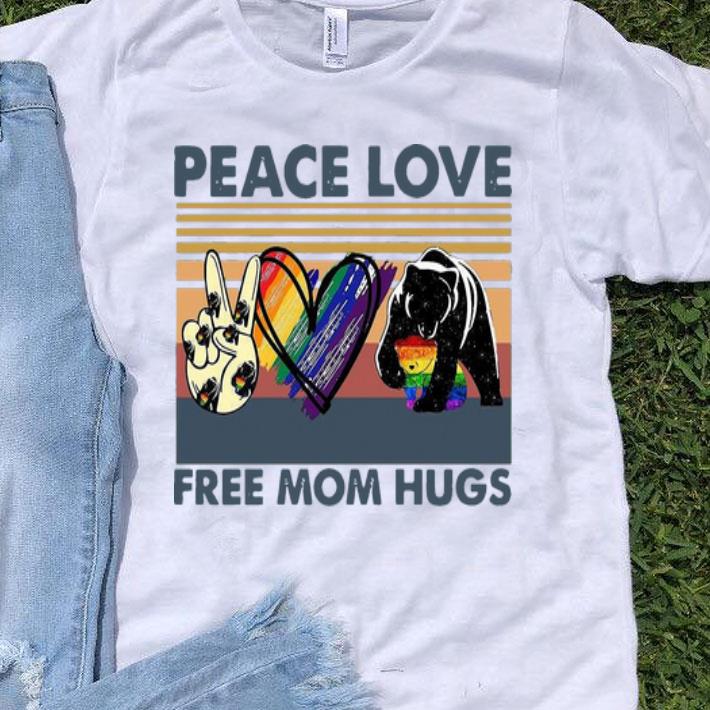 Vintage Bear Peace Love LGBT Free Mom Hugs shirt
