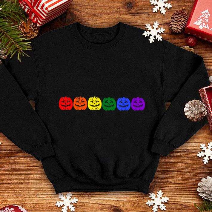 Top Funny Gay Pumpkin Halloween LGBT Rainbow Gay Pride shirt