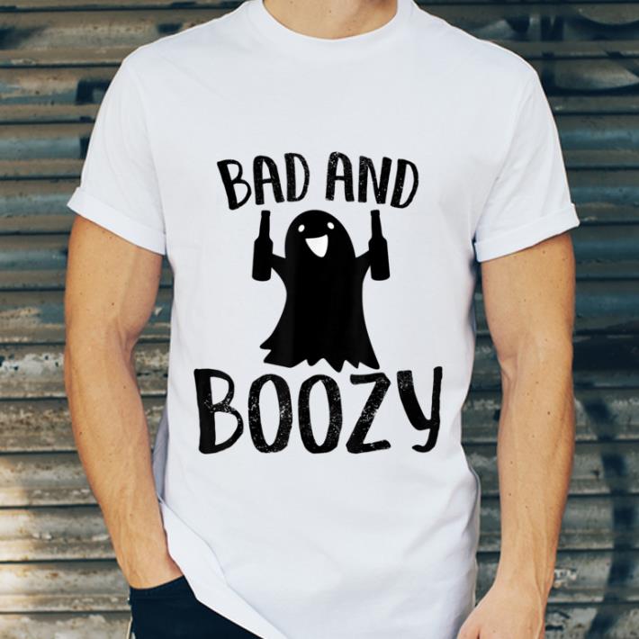 Premium Halloween Bad And Boozy Ghost Funny Women shirt