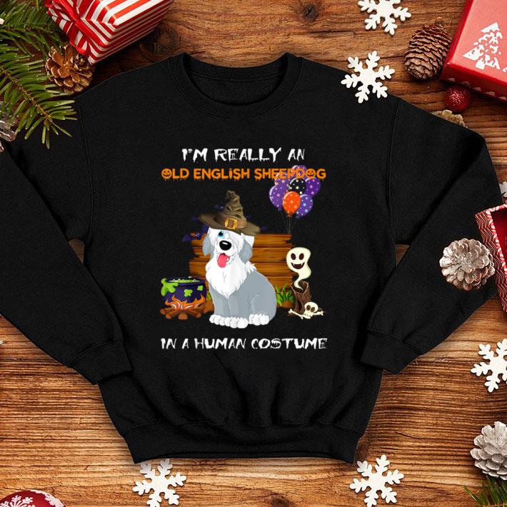 Pretty I'm Really Old English Sheepdog In A Human Costume Halloween shirt