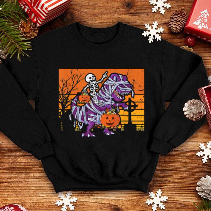 Nice Skeleton Riding Dinosaur Halloween Costume Pumpkin Kids shirt