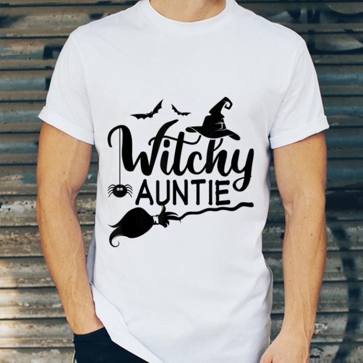 Awesome Witchy Auntie With Witch Hat Halloween Aunt Costume shirt
