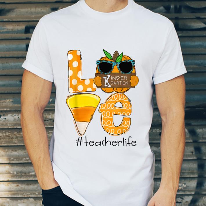 Great Love Kindergarten Teacherlife Pumpkin Candy corn Halloween shirt