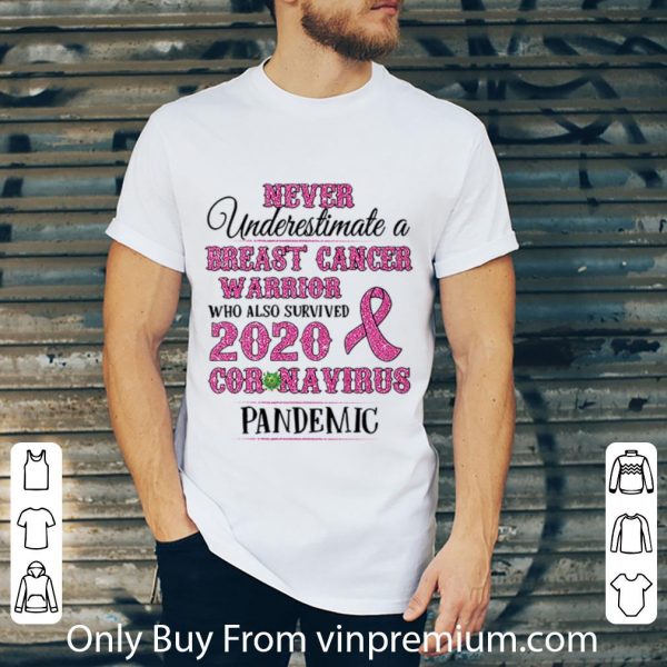 Great Never Underestimate A Breast Cancer Warrior 2020 Coronavirus shirt 2