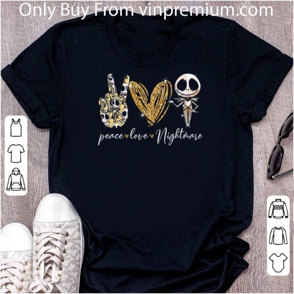 Nice Peace Love Nightmare Before Christmas Jack Skellington shirt 2